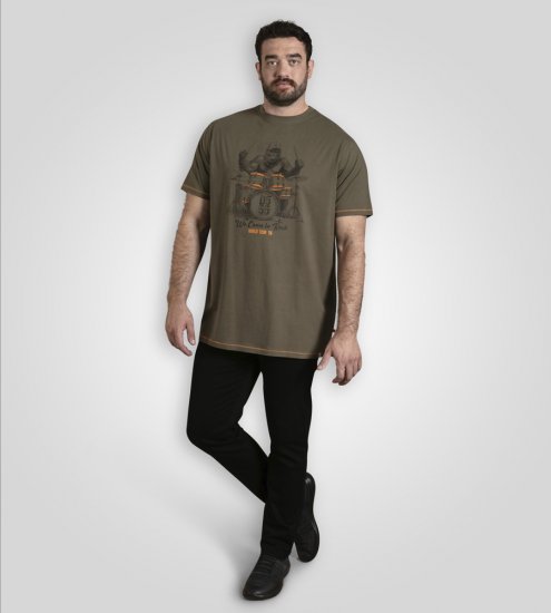 D555 Stockton Gorilla Playing Drums Crew Neck T-Shirt Khaki - Herren-T-Shirts - Herren-T-Shirts in großen Größen