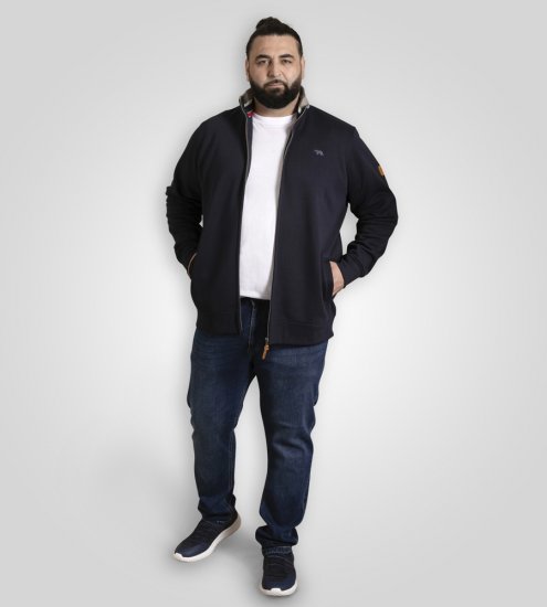 D555 Johnson Zip Through Fleece Sweatshirt with Chest Embroidery Navy - Herren-sweater und -hoodies - Herren-Sweater und -Hoodies in großen Größen