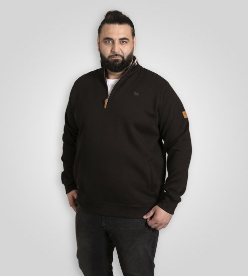 D555 Russel Fleece Sweatshirt with Chest Embroidery Black - Herren-sweater und -hoodies - Herren-Sweater und -Hoodies in großen Größen