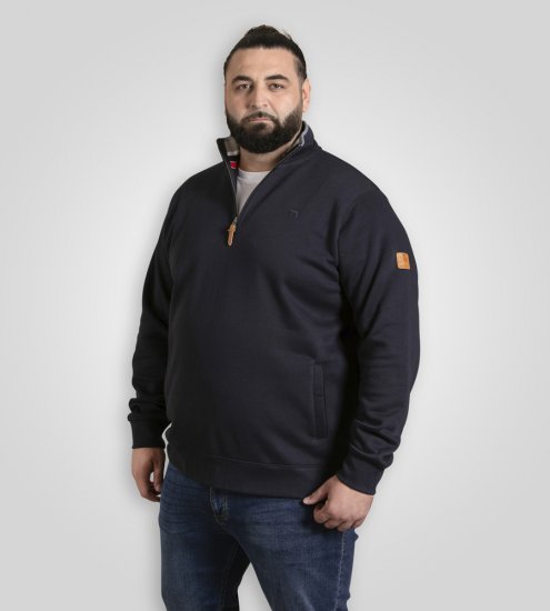 D555 Russel Zip Through Fleece Sweatshirt with Chest Embroidery Navy - Herren-sweater und -hoodies - Herren-Sweater und -Hoodies in großen Größen