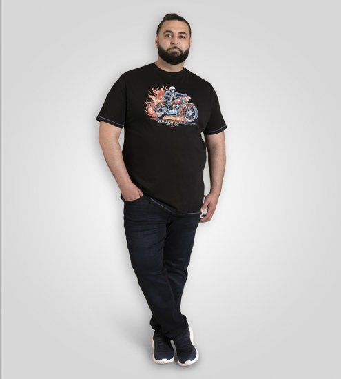 D555 Dewsbury Skeleton on Bike Crew Neck T-Shirt Black - Herren-T-Shirts - Herren-T-Shirts in großen Größen