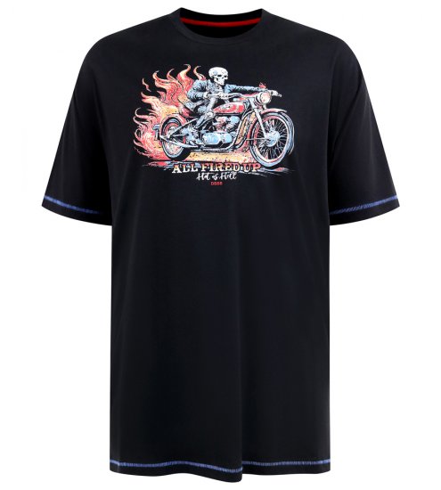 D555 Dewsbury Skeleton on Bike Crew Neck T-Shirt Black - Herren-T-Shirts - Herren-T-Shirts in großen Größen