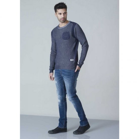 D555 Bryson Crewneck Sweater with Pocket Navy - Herren-sweater und -hoodies - Herren-Sweater und -Hoodies in großen Größen