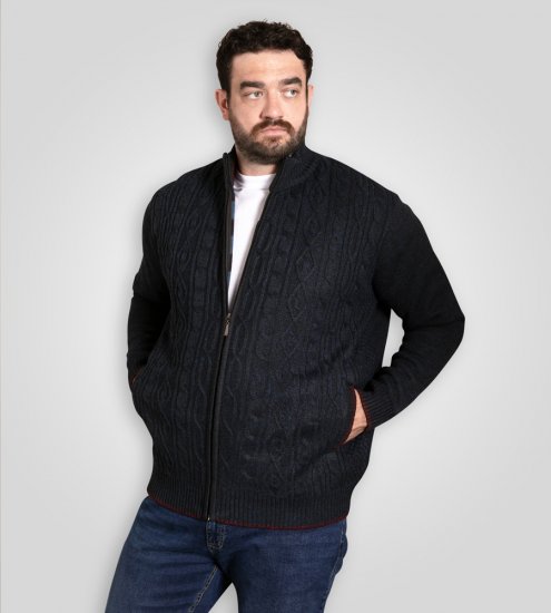 D555 Gillingham Strickjacke mit Reißverschluss und Futter Marineblau - Herren-sweater und -hoodies - Herren-Sweater und -Hoodies in großen Größen
