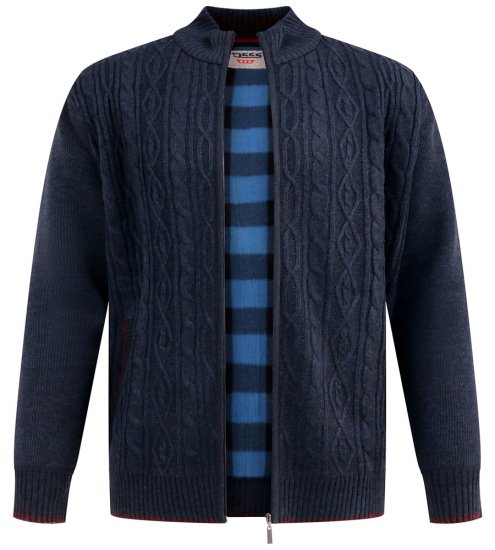 D555 Gillingham Strickjacke mit Reißverschluss und Futter Marineblau - Herren-sweater und -hoodies - Herren-Sweater und -Hoodies in großen Größen