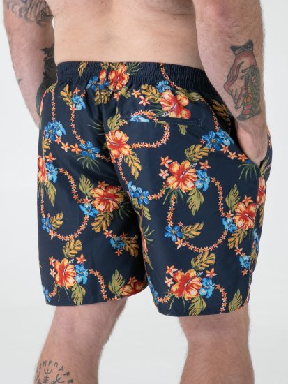D555 Dawson AO Badeshorts mit Hawaii-Druck Marineblau - Herrenunterwäsche & bademode - Herrenunterwäsche & Bademode in großen Größen