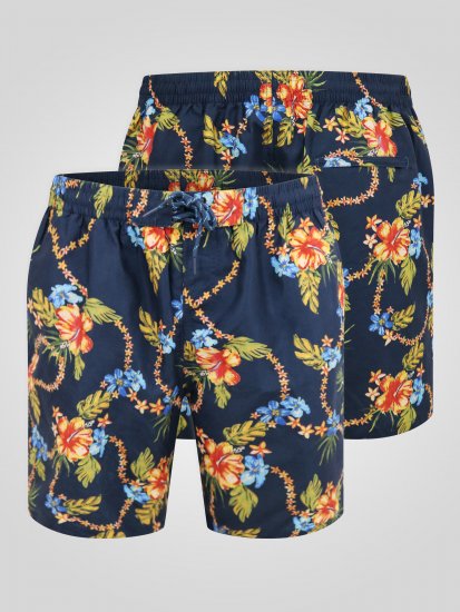 D555 Dawson AO Badeshorts mit Hawaii-Druck Marineblau - Herrenunterwäsche & bademode - Herrenunterwäsche & Bademode in großen Größen