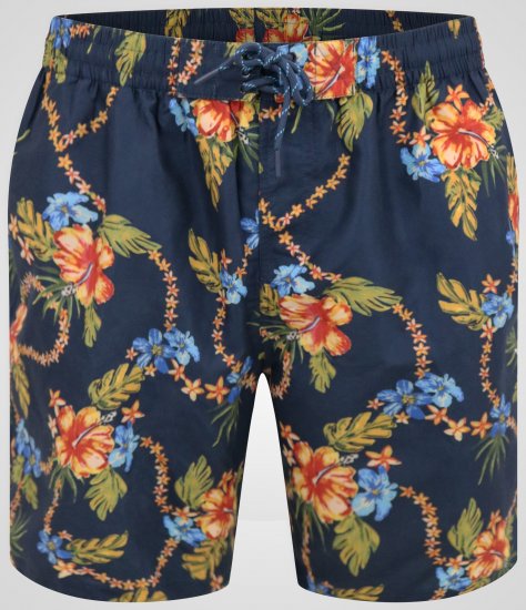 D555 Dawson AO Badeshorts mit Hawaii-Druck Marineblau - Herrenunterwäsche & bademode - Herrenunterwäsche & Bademode in großen Größen