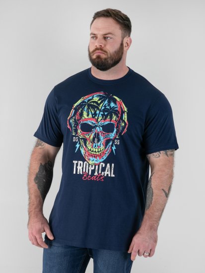 D555 Linton T-shirt mit Mehrfarbigem Totenkopfdruck Marineblau - Herren-T-Shirts - Herren-T-Shirts in großen Größen