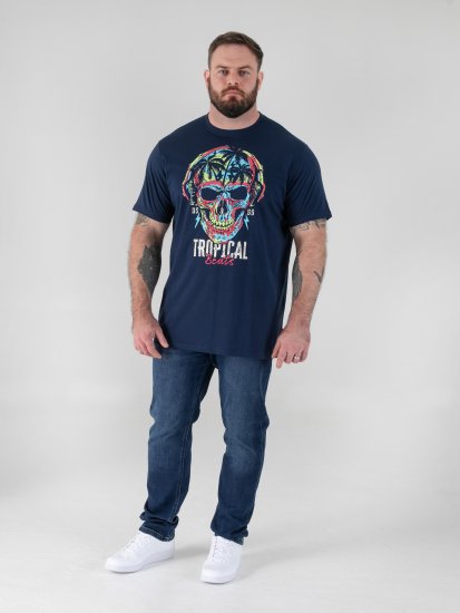 D555 Linton T-shirt mit Mehrfarbigem Totenkopfdruck Marineblau - Herren-T-Shirts - Herren-T-Shirts in großen Größen