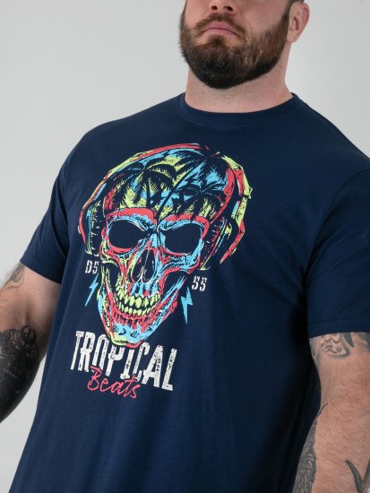 D555 Linton T-shirt mit Mehrfarbigem Totenkopfdruck Marineblau - Herren-T-Shirts - Herren-T-Shirts in großen Größen