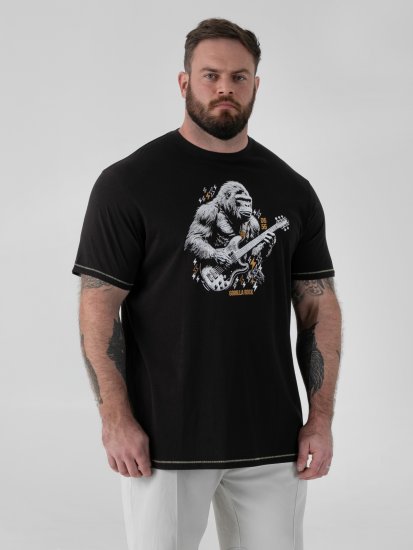 D555 Macfarlan T-shirt mit Gorilladruck Schwarz - Herrenkleidung - Herrenkleidung in großen Größen