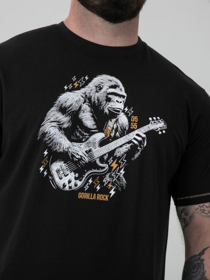 D555 Macfarlan T-shirt mit Gorilladruck Schwarz - Herrenkleidung - Herrenkleidung in großen Größen
