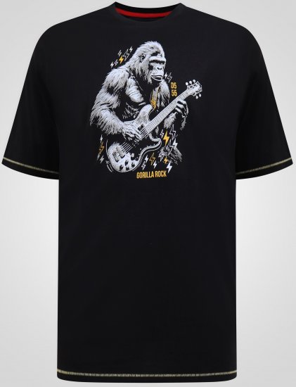 D555 Macfarlan T-shirt mit Gorilladruck Schwarz - Herrenkleidung - Herrenkleidung in großen Größen