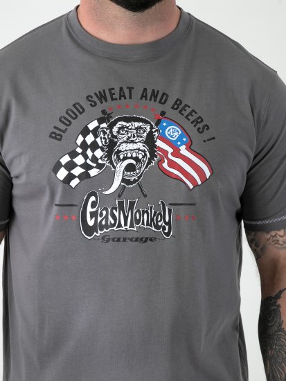 D555 Jasper Official Gas Monkey T-shirt mit Druck Grau - Herren-T-Shirts - Herren-T-Shirts in großen Größen