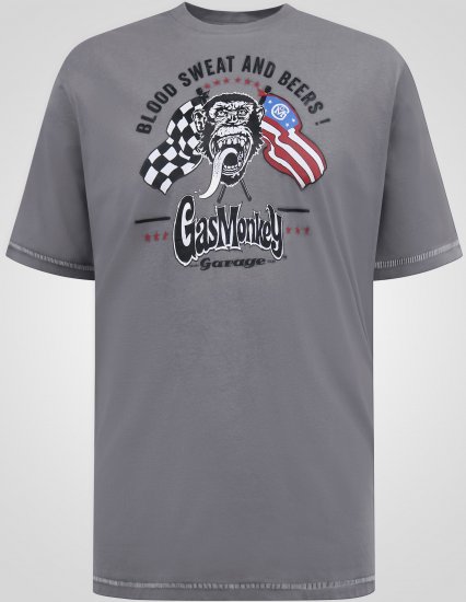 D555 Jasper Official Gas Monkey T-shirt mit Druck Grau - Herren-T-Shirts - Herren-T-Shirts in großen Größen