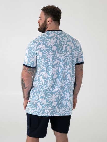 D555 Shoreham AO T-shirt mit Venice Beach Druck Blau - Herren-T-Shirts - Herren-T-Shirts in großen Größen