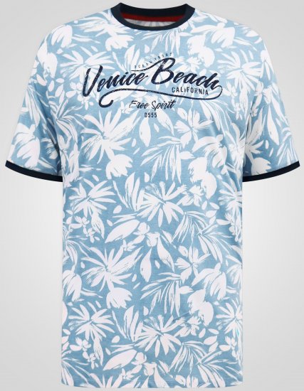D555 Shoreham AO T-shirt mit Venice Beach Druck Blau - Herren-T-Shirts - Herren-T-Shirts in großen Größen
