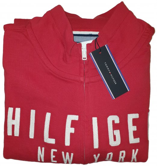 Tommy Hilfiger Kent Zip Thru Sweatshirt Red - Motleys verrückter April-Sale - 