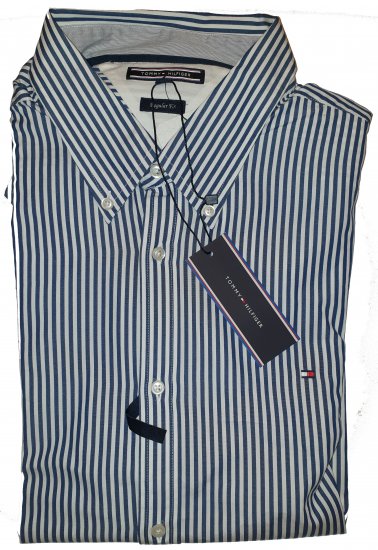 Tommy Hilfiger North Stripe Long Sleeve Shirt Blue/White - Motleys verrückter April-Sale - 