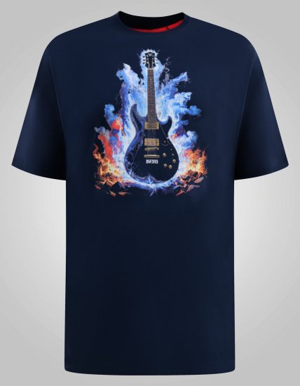 D555 Slater Bedrucktes T-Shirt Navyblau - Herren-T-Shirts - Herren-T-Shirts in großen Größen