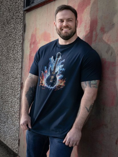 D555 Slater Bedrucktes T-Shirt Navyblau - Herren-T-Shirts - Herren-T-Shirts in großen Größen