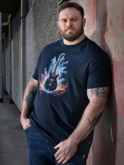 D555 Slater Bedrucktes T-Shirt Navyblau - Herren-T-Shirts - Herren-T-Shirts in großen Größen