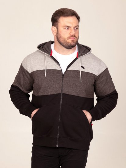 D555 Fitzgerald Zip Through Hoody With Cut & Sew Panels Schwarz - Herren-sweater und -hoodies - Herren-Sweater und -Hoodies in großen Größen