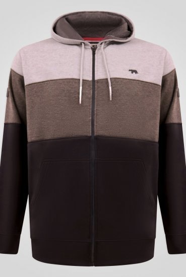 D555 Fitzgerald Zip Through Hoody With Cut & Sew Panels Schwarz - Herren-sweater und -hoodies - Herren-Sweater und -Hoodies in großen Größen