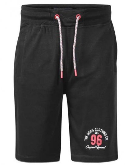 D555 Tompkins 1 Elasticated Waist Shorts Black - Jogginghosen für herren - Jogginghosen für Herren in großen Größen