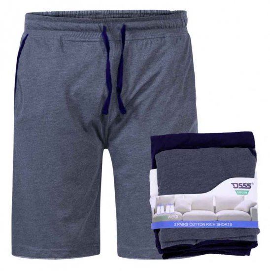D555 Cobra Two Pack Elasticated Waist Band Jersey Shorts With Pockets - Jogginghosen für herren - Jogginghosen für Herren in großen Größen