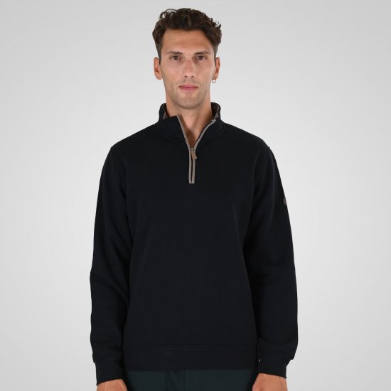 Double Outfitters MTOP-1163 Sweatshirt mit halbem Reißverschluss Schwarz - Herren-sweater und -hoodies - Herren-Sweater und -Hoodies in großen Größen