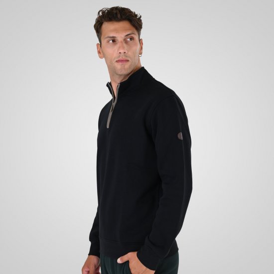 Double Outfitters MTOP-1163 Sweatshirt mit halbem Reißverschluss Schwarz - Herren-sweater und -hoodies - Herren-Sweater und -Hoodies in großen Größen