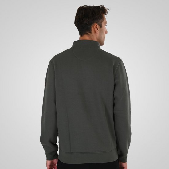 Double Outfitters MTOP-1163 Sweatshirt mit halbem Reißverschluss Khaki - Herren-sweater und -hoodies - Herren-Sweater und -Hoodies in großen Größen