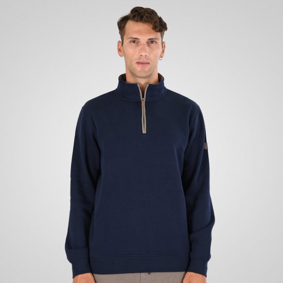 Double Outfitters MTOP-1163 Sweatshirt mit halbem Reißverschluss Navyblau - Herren-sweater und -hoodies - Herren-Sweater und -Hoodies in großen Größen