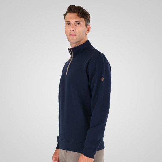Double Outfitters MTOP-1163 Sweatshirt mit halbem Reißverschluss Navyblau - Herren-sweater und -hoodies - Herren-Sweater und -Hoodies in großen Größen