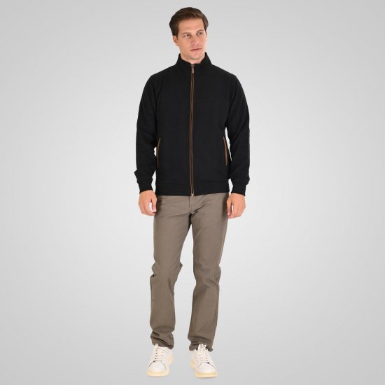 Double Outfitters SEL-1168 Sweatjacke mit Reißverschluss Schwarz - Herren-sweater und -hoodies - Herren-Sweater und -Hoodies in großen Größen