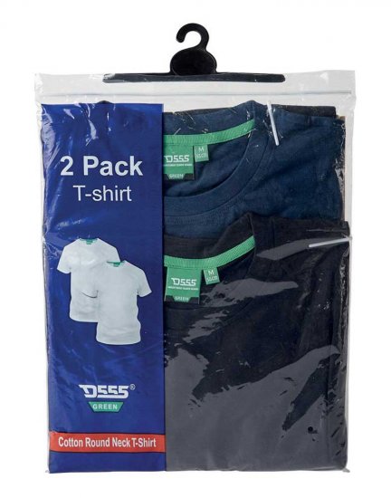 D555 Fenton 2-pack Black/Navy T-shirt - Herren-T-Shirts - Herren-T-Shirts in großen Größen