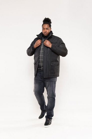 D555 Fargo Five Pocket Jacket With Ribbed Neck and Inner Quilting Black - Herren jacken - Herren Jacken in großen Größen