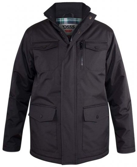 D555 Fargo Five Pocket Jacket With Ribbed Neck and Inner Quilting Black - Herren jacken - Herren Jacken in großen Größen