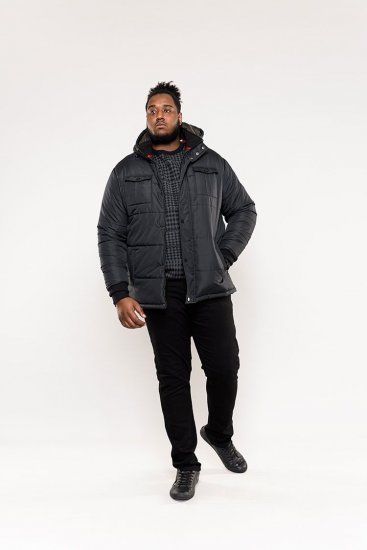 D555 Lonsdale Parka Style Jacket With Embroidery Patch On Sleeve Black - Herren jacken - Herren Jacken in großen Größen