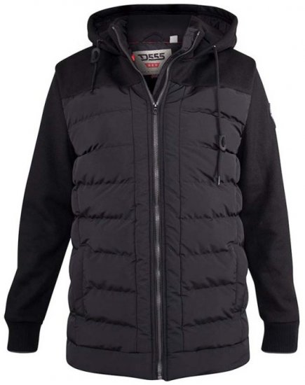 D555 Hampshire Hooded Quilted Jacket Black - Herren Jacken in großen Größen - Herren Jacken in großen Größen