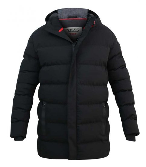 D555 Grove Quilted Parka Jacket Black - Herren jacken - Herren Jacken in großen Größen