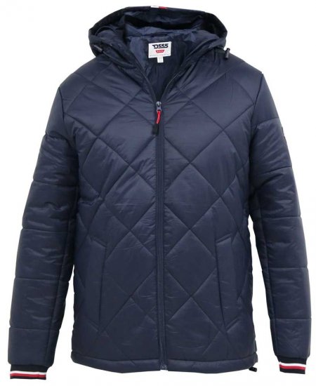 D555 Angus Diamond Quilted Puffer Jacket Navy - Herren jacken - Herren Jacken in großen Größen
