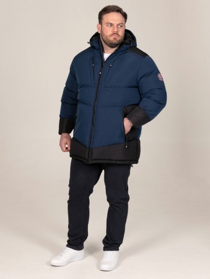 D555 Hank Ripstop Contrast Panelled Padded Hooded Jacket Navyblau - Herren jacken - Herren Jacken in großen Größen