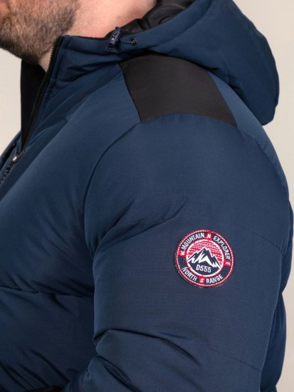 D555 Hank Ripstop Contrast Panelled Padded Hooded Jacket Navyblau - Herren jacken - Herren Jacken in großen Größen