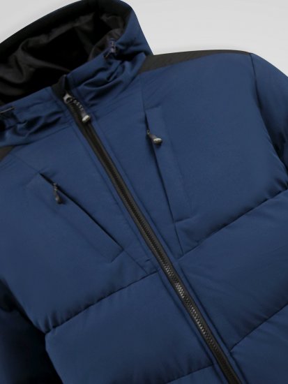 D555 Hank Ripstop Contrast Panelled Padded Hooded Jacket Navyblau - Herren jacken - Herren Jacken in großen Größen