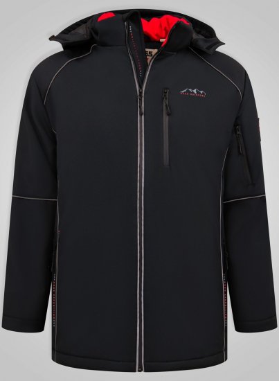 D555 Jamie Soft Shell Detachable Hood Padded Jacket Schwarz - Herren jacken - Herren Jacken in großen Größen