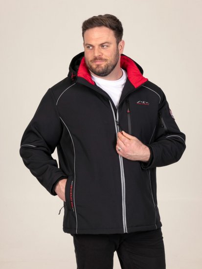 D555 Jamie Soft Shell Detachable Hood Padded Jacket Schwarz - Herren jacken - Herren Jacken in großen Größen