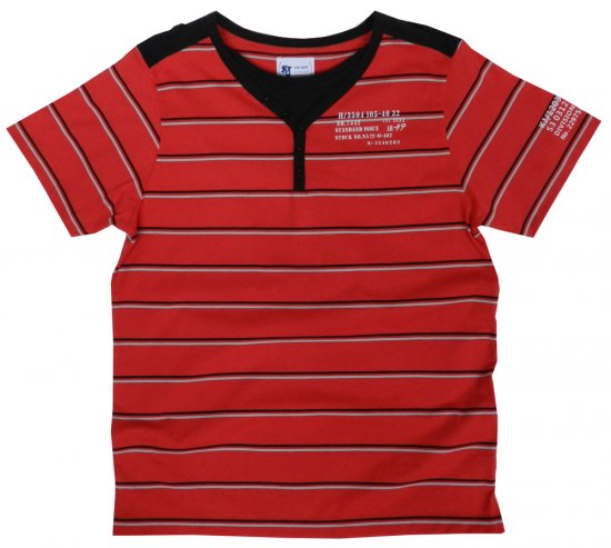 Kam Jeans Y-neck Red Stripe Tee - Herren-T-Shirts in großen Größen - Herren-T-Shirts in großen Größen
